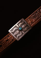 Textured Panel & Turquoise Sterling Silver Buckle