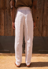 Clark Pure Linen Trousers - White