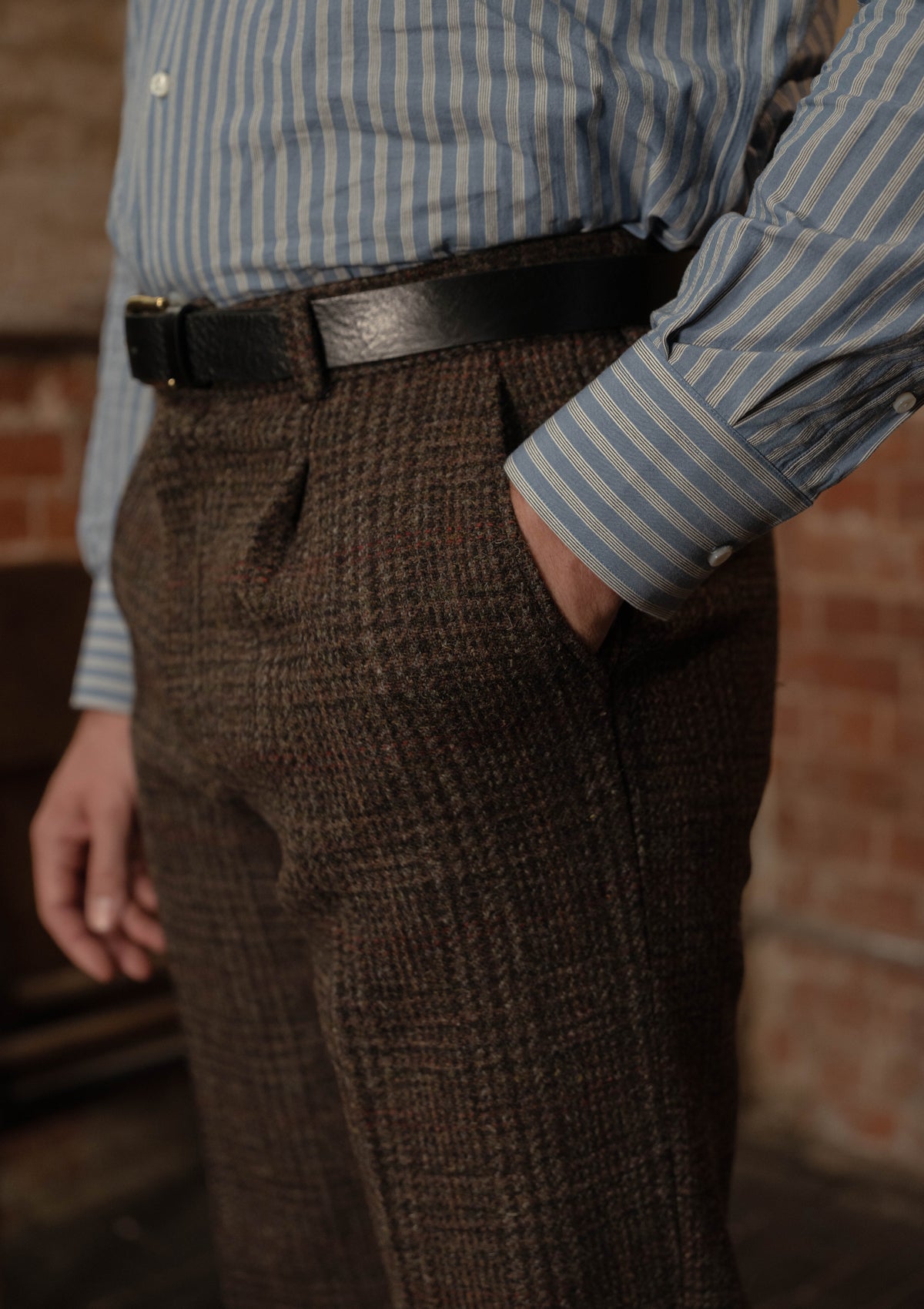 Woodrow Harris Tweed Classic Cut Trousers - Dark Prince Of Wales