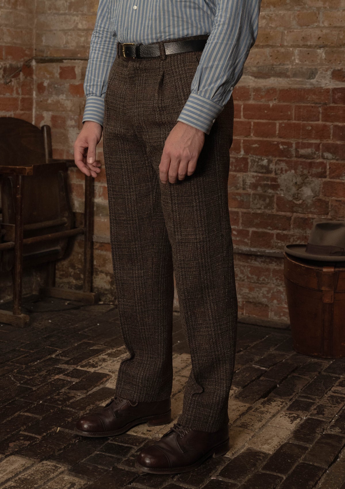 Woodrow Harris Tweed Classic Cut Trousers - Dark Prince Of Wales