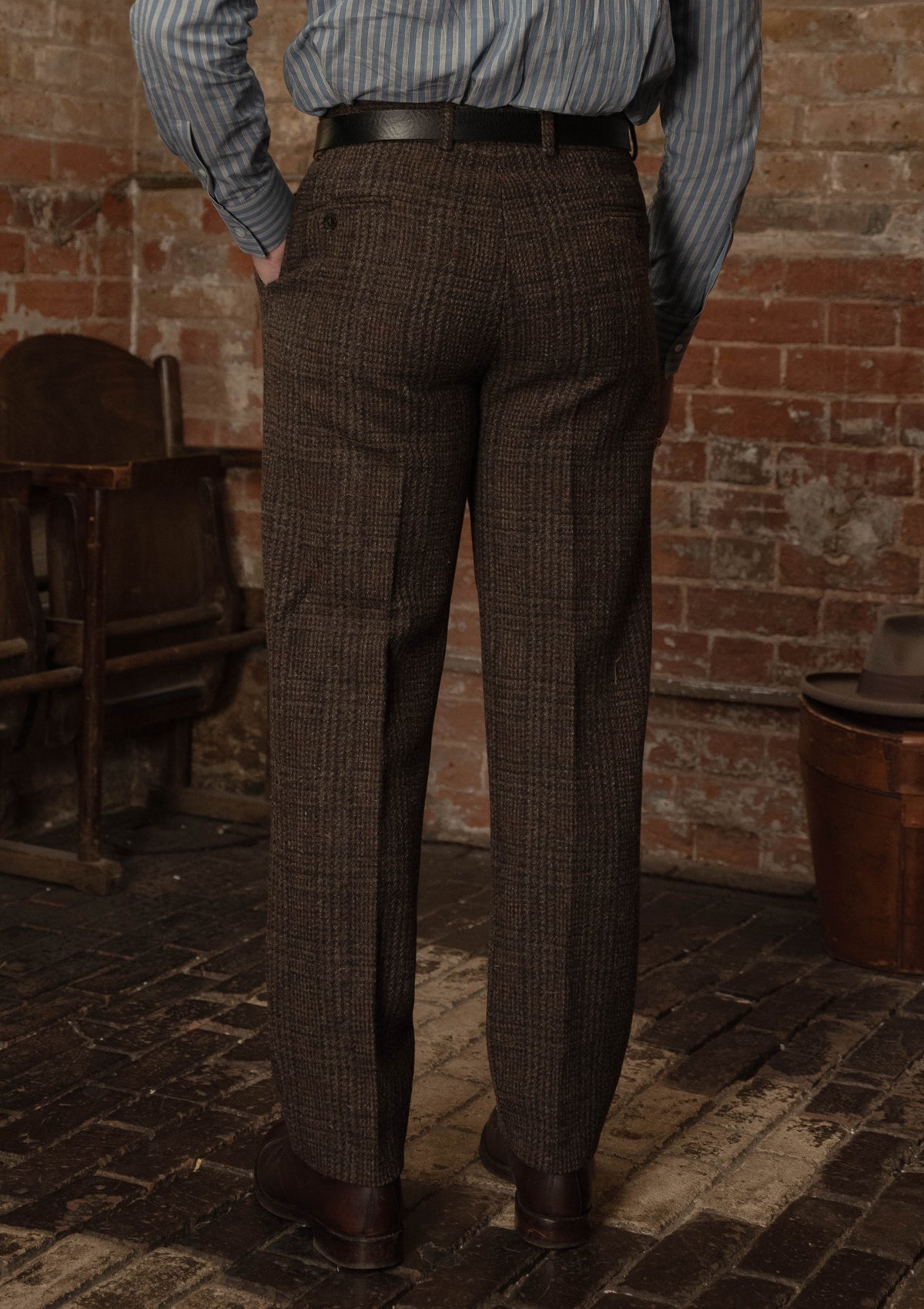 Woodrow Harris Tweed Classic Cut Trousers - Dark Prince Of Wales