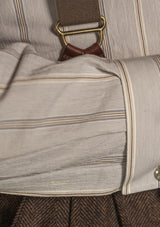 Club Collar Cotton Shirt - Clay Brown Pinstripe