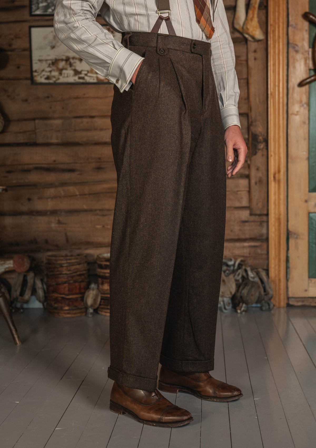 Woodrow Clark Trousers - Burnt Saddle Herringbone