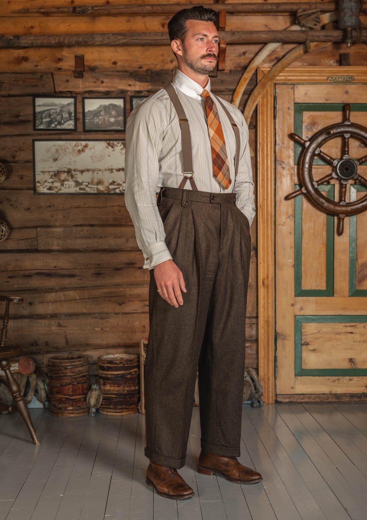 Woodrow Clark Trousers - Burnt Saddle Herringbone