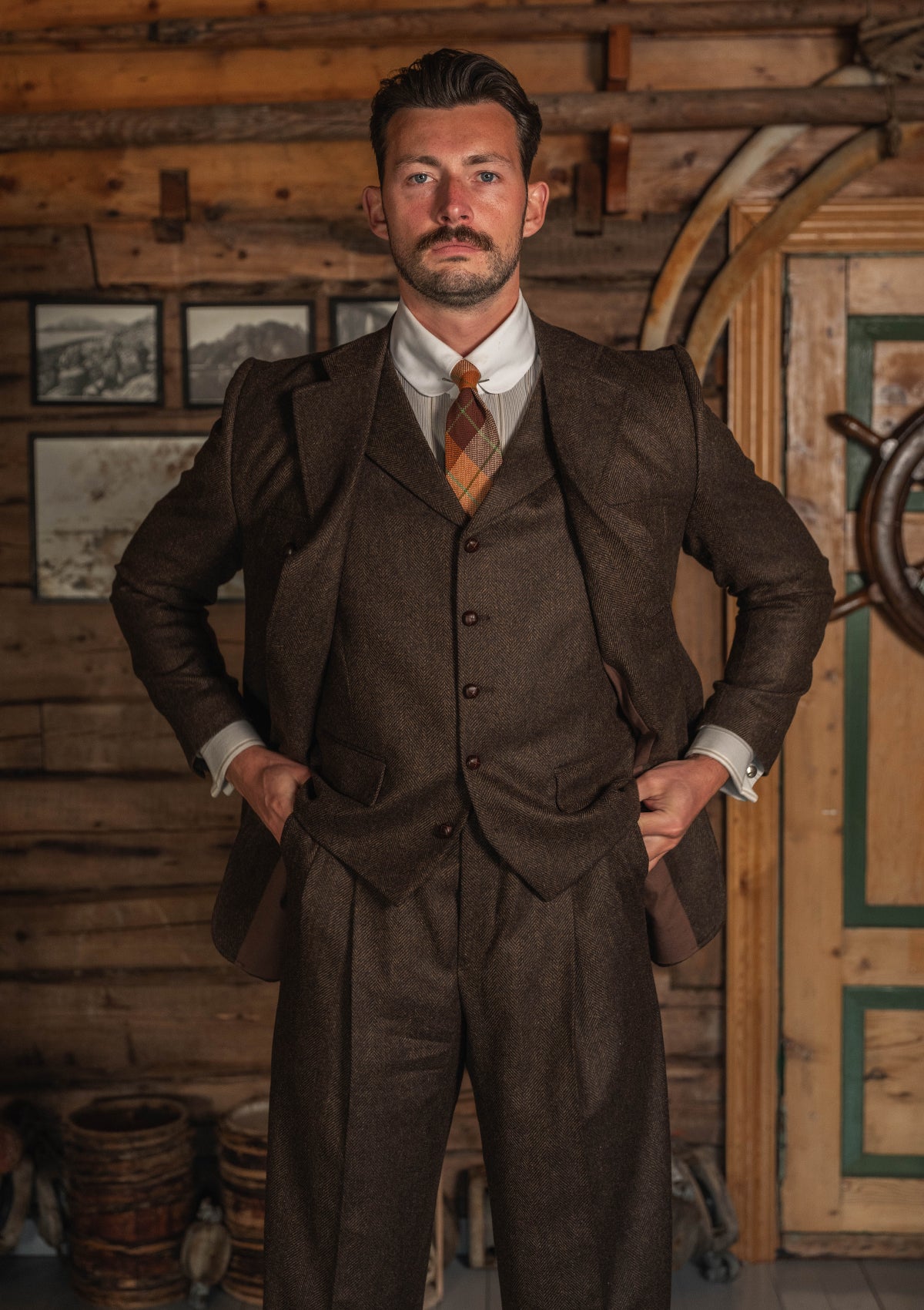 Woodrow Waistcoat - Burnt Saddle Herringbone