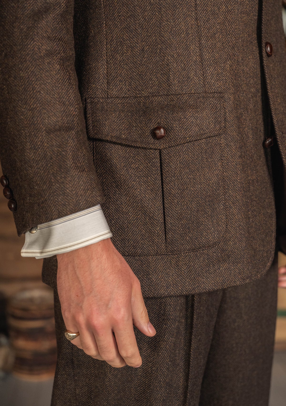 Woodrow Jacket - Burnt Saddle Herringbone