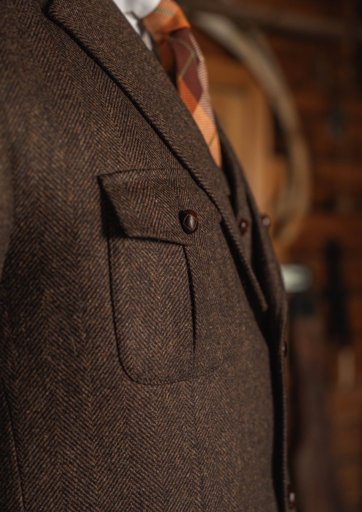 Woodrow Jacket - Burnt Saddle Herringbone