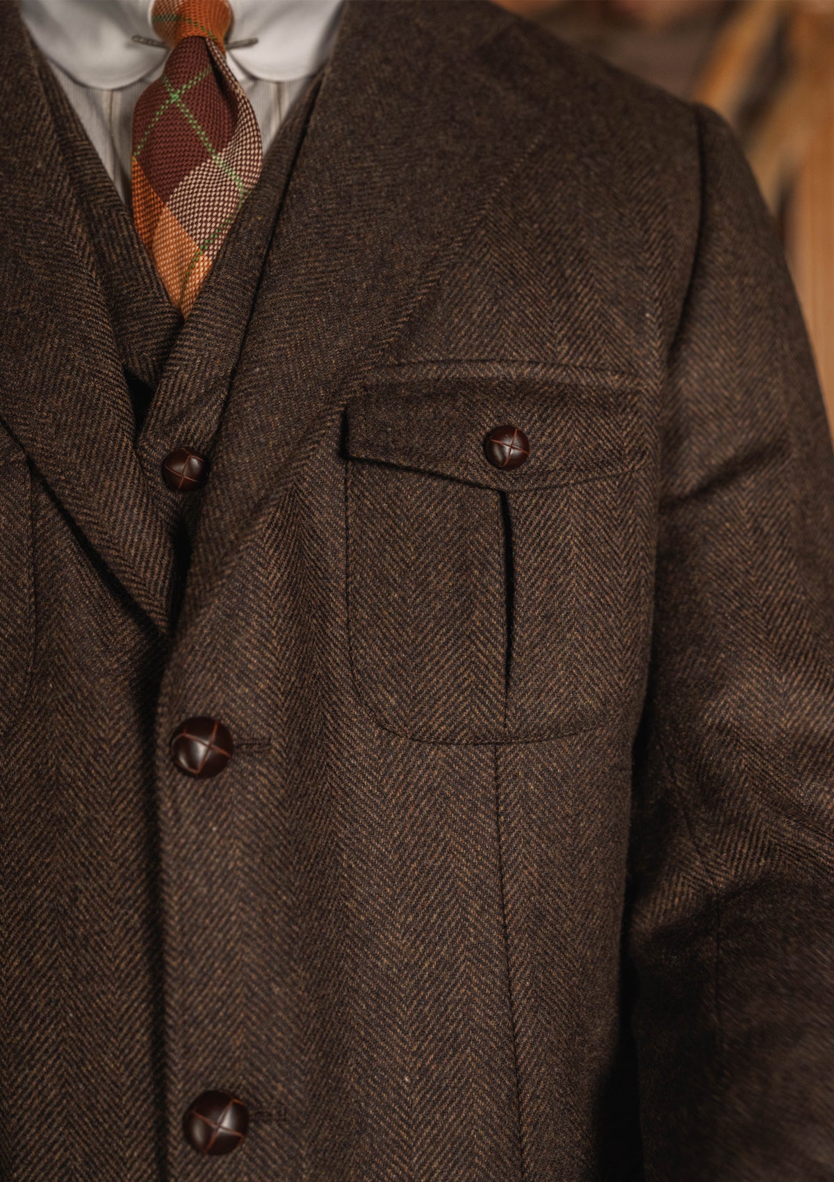 Woodrow Jacket - Burnt Saddle Herringbone