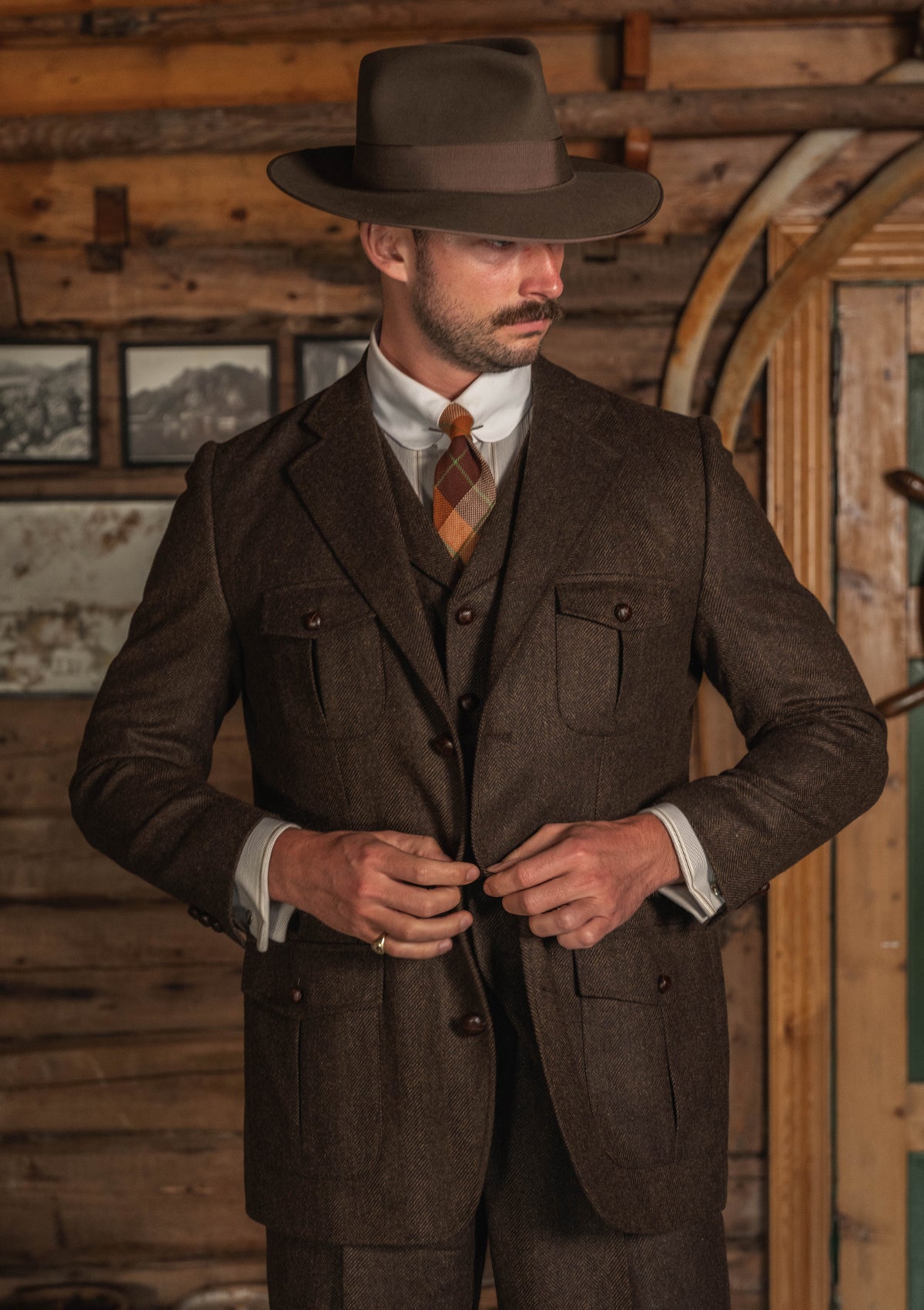 Woodrow Jacket - Burnt Saddle Herringbone