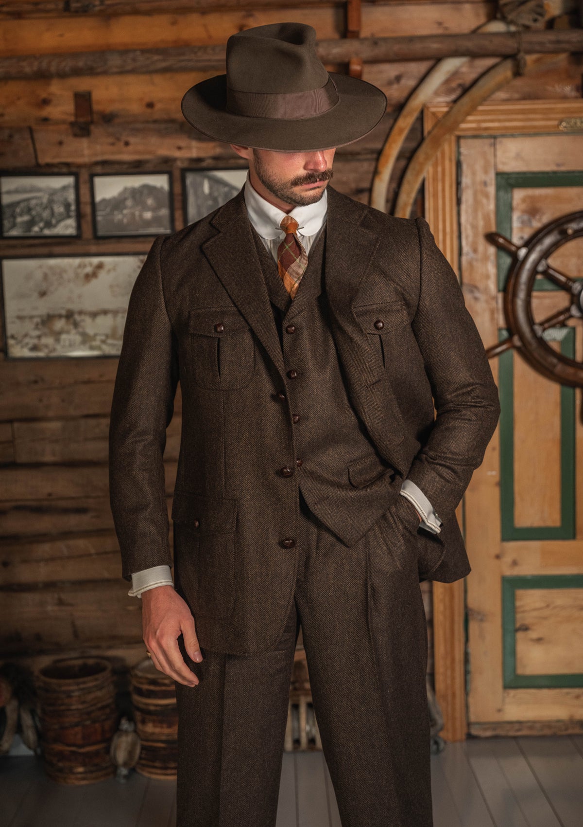 Woodrow Waistcoat - Burnt Saddle Herringbone