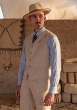 Woodrow Waistcoat - White Cream Herringbone