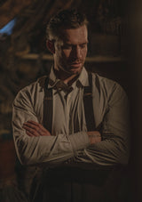 Cotton Workwear Shirt - Cream Pinstripe