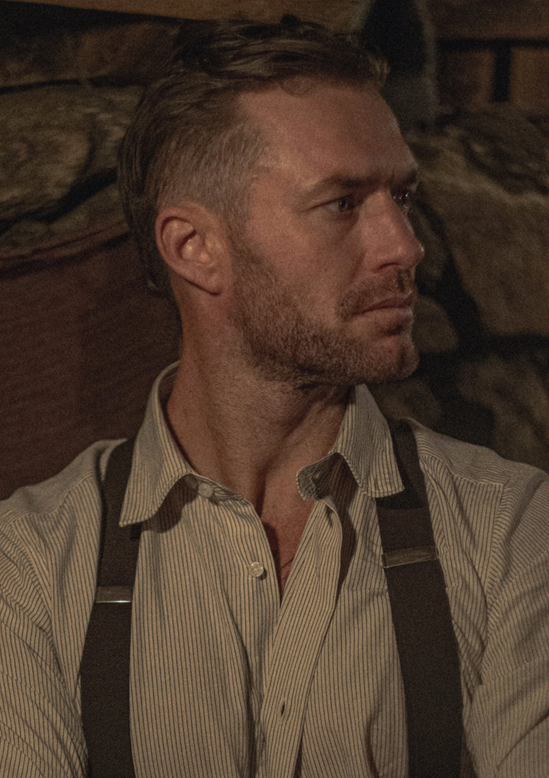 Cotton Workwear Shirt - Cream Pinstripe