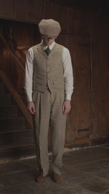 Coleman Waistcoat - Sage Herringbone