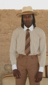 Vintage Club Collar Cotton Shirt - Clay Stripe