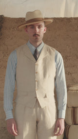 Woodrow Waistcoat - White Cream Herringbone