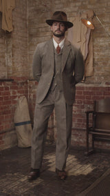 Rivera Pleated Pocket Jacket - Oatstone Herringbone