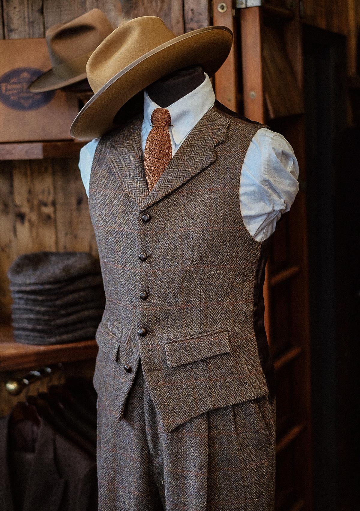 Edison Harris Tweed Waistcoat - Brown Check – Thomas Farthing London