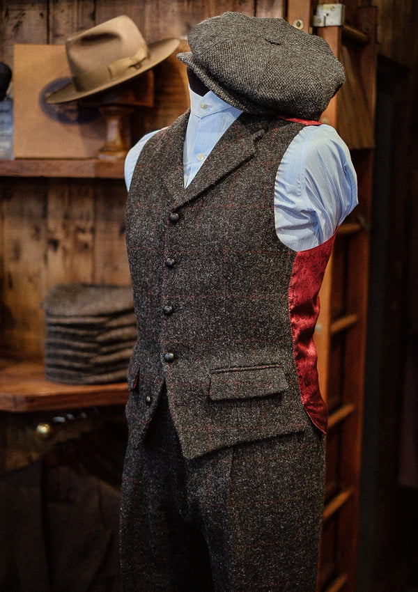 Edison Harris Tweed Waistcoat - Red Check