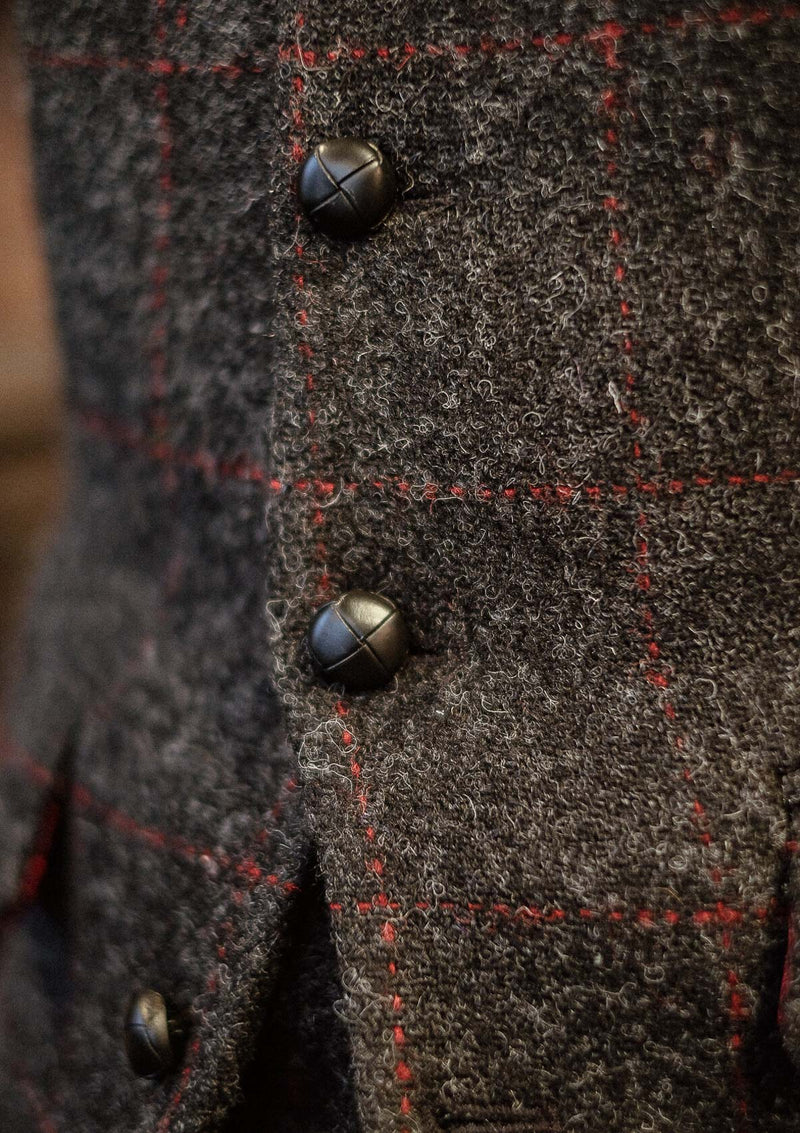 Edison Harris Tweed Waistcoat - Red Check