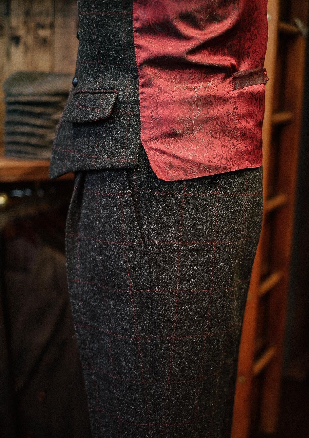 Harris Tweed ウール 首輪・リード 赤 (A0217) 0400020415469_RED.webp?v=