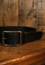 Saddle Leather Single Pin Belt - Black