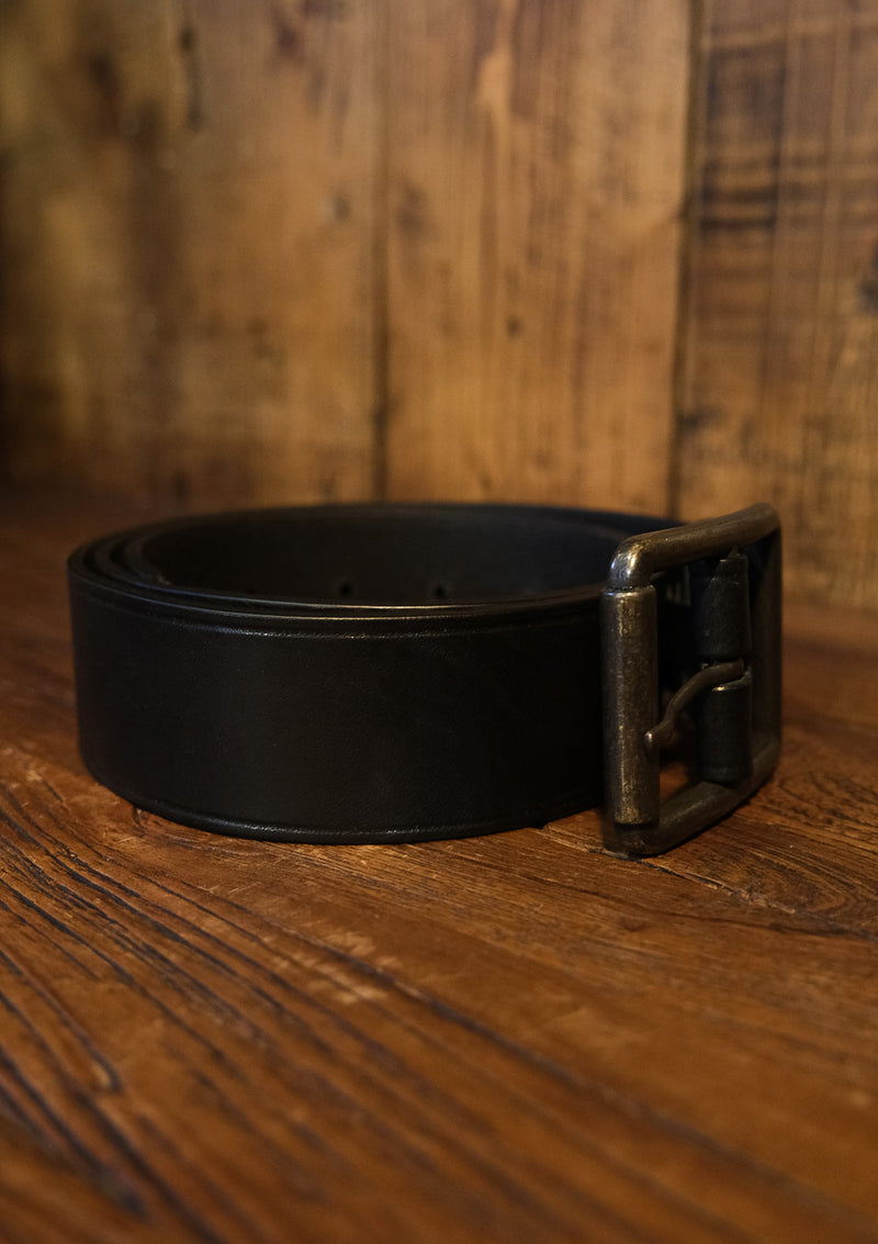 Saddle Leather Single Pin Belt - Black