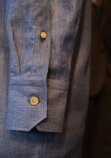 Long Sleeve Linen Board Shirt - Azure Blue