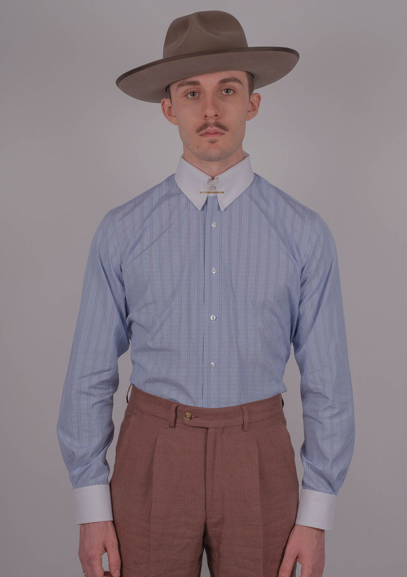 Boardman Cotton Spear-point Shirt - Blue Stripe