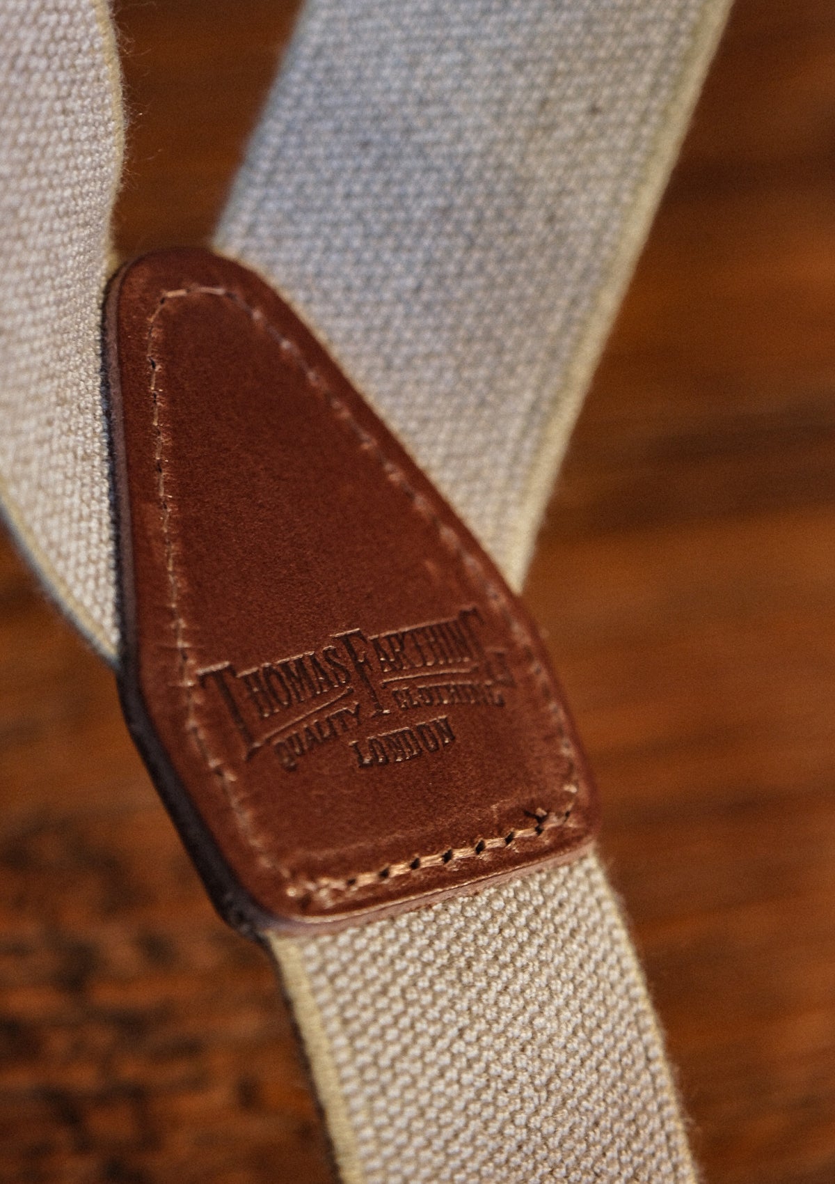 Button Braces - Silver Brass Fittings - Oat