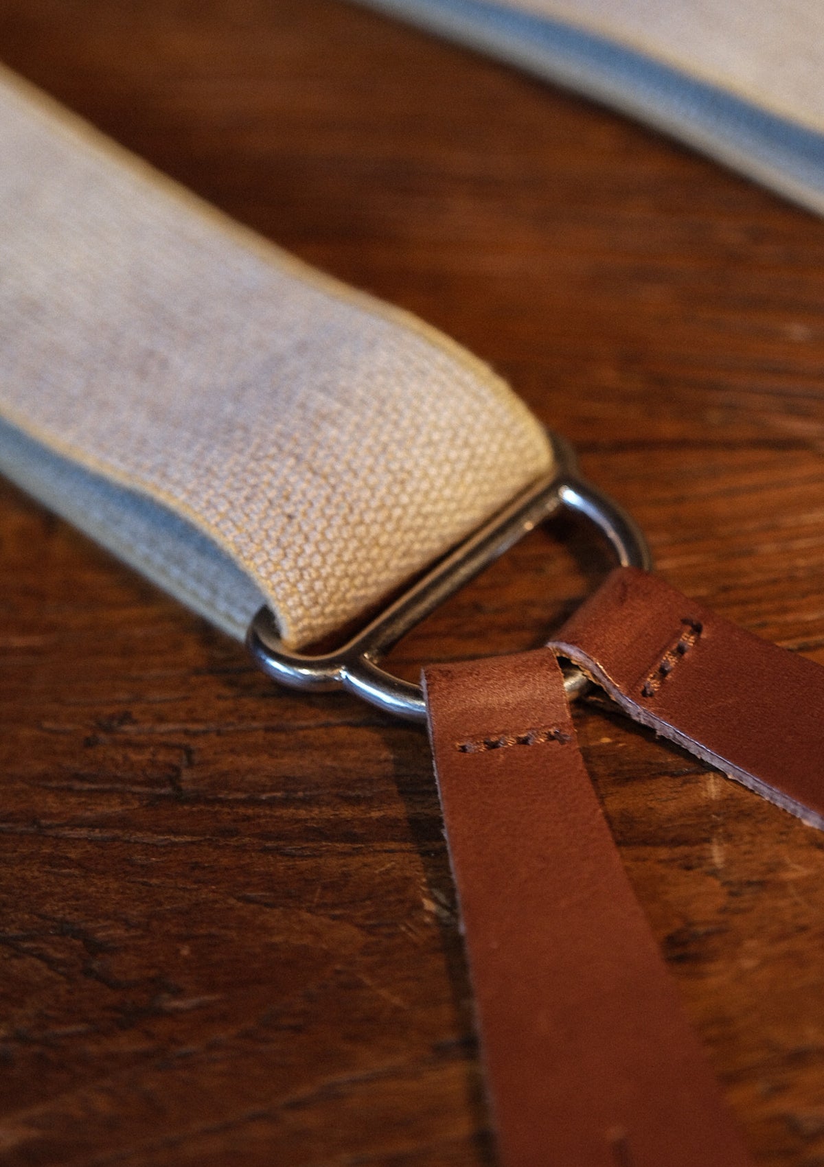 Button Braces - Silver Brass Fittings - Oat