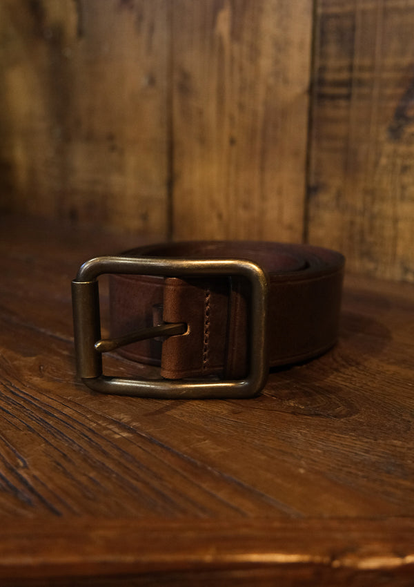 Saddle Leather Single Pin Belt - Dark Brown
