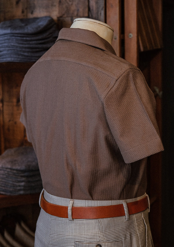 Fitted Short Sleeve Cotton Polo Shirt - Clay Brown