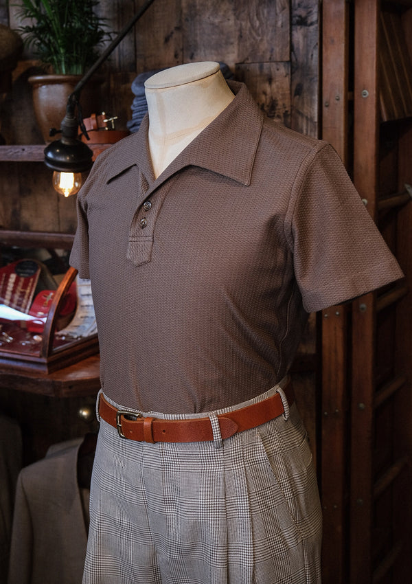 Fitted Short Sleeve Cotton Polo Shirt - Clay Brown