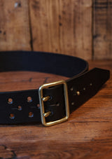 Saddle Leather Double Pin Belt - Black