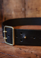 Saddle Leather Double Pin Belt - Black