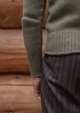 Clapperton Half Cable Knit Lambswool Sweater - Moss