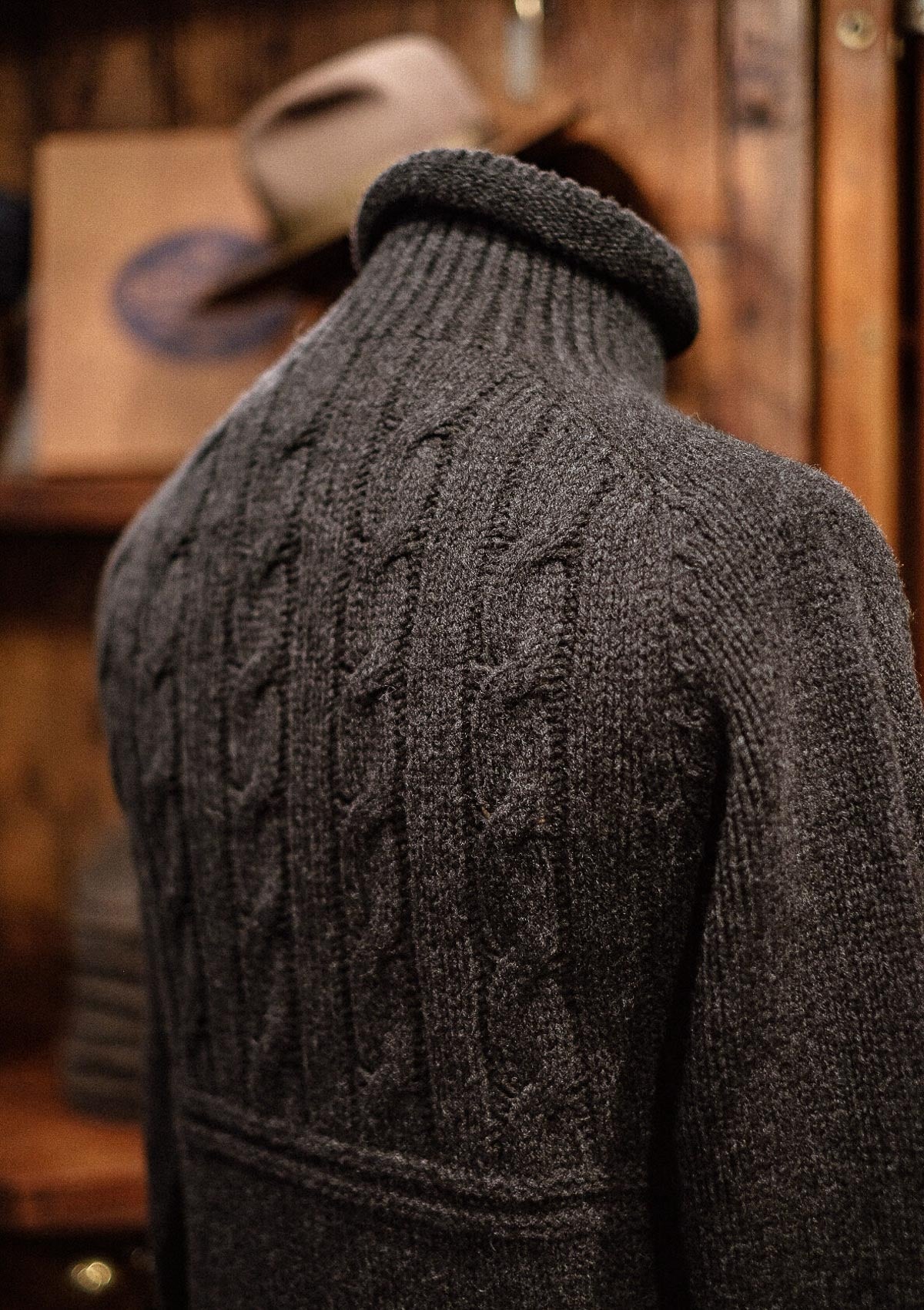 Clapperton Half Cable Knit Lambswool Sweater - Dark Grey – Thomas