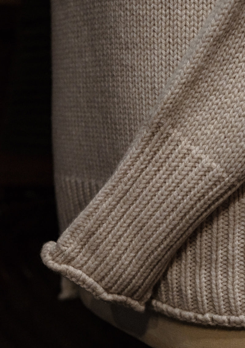 Clapperton Half Cable Knit Lambswool Sweater - Cream