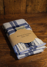 Merino Wool Scarf - Denim Blue Check