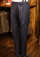 Brockman Classic Trousers  - Navy Diamond Weave Wool