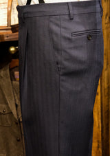 Brockman Classic Trousers  - Navy Diamond Weave Wool