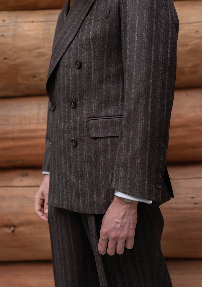 Munro Double Breasted Jacket - (Limited Avalability) Dark Taupe with Vintage Grey Stripe