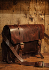 Luxury Saddle Leather Satchel - Dark Brown