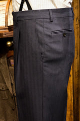 Brockman Classic Trousers  - Navy Diamond Weave Wool