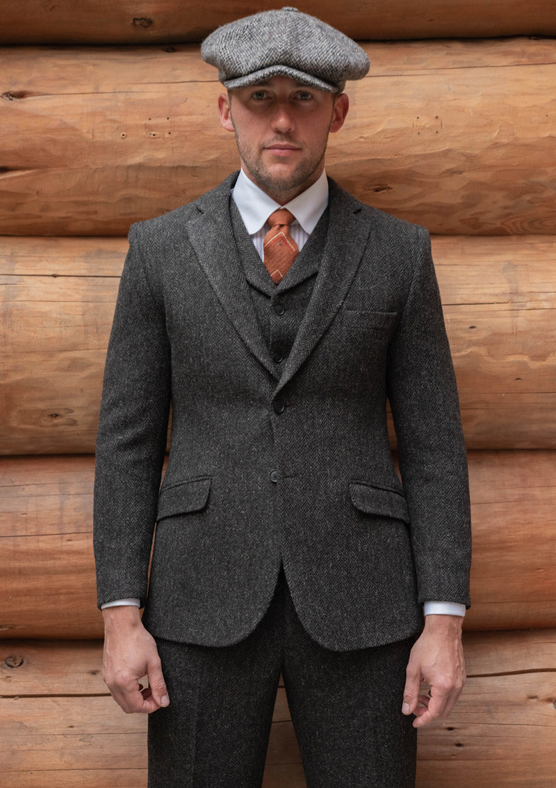 Edison Harris Tweed Jacket - Charcoal Herringbone – Thomas Farthing London