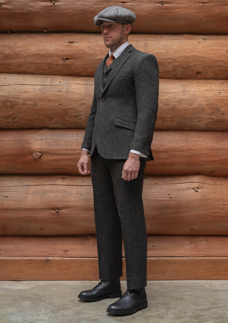 Edison Harris Tweed Classic Trouser Charcoal Herringbone