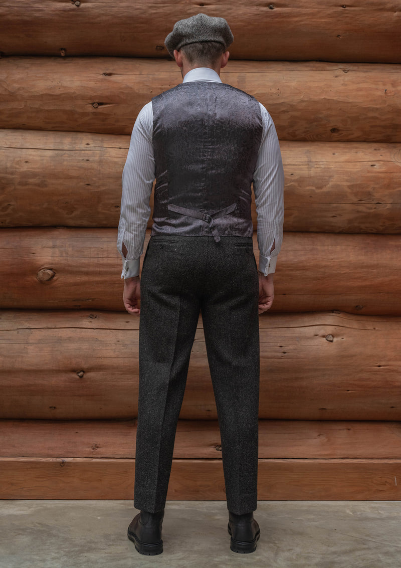 Edison Harris Tweed Waistcoat - Charcoal Herringbone