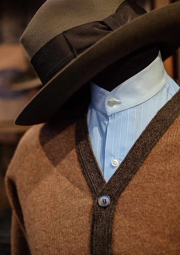 Fawcett Lambs Wool Cardigan - Rust