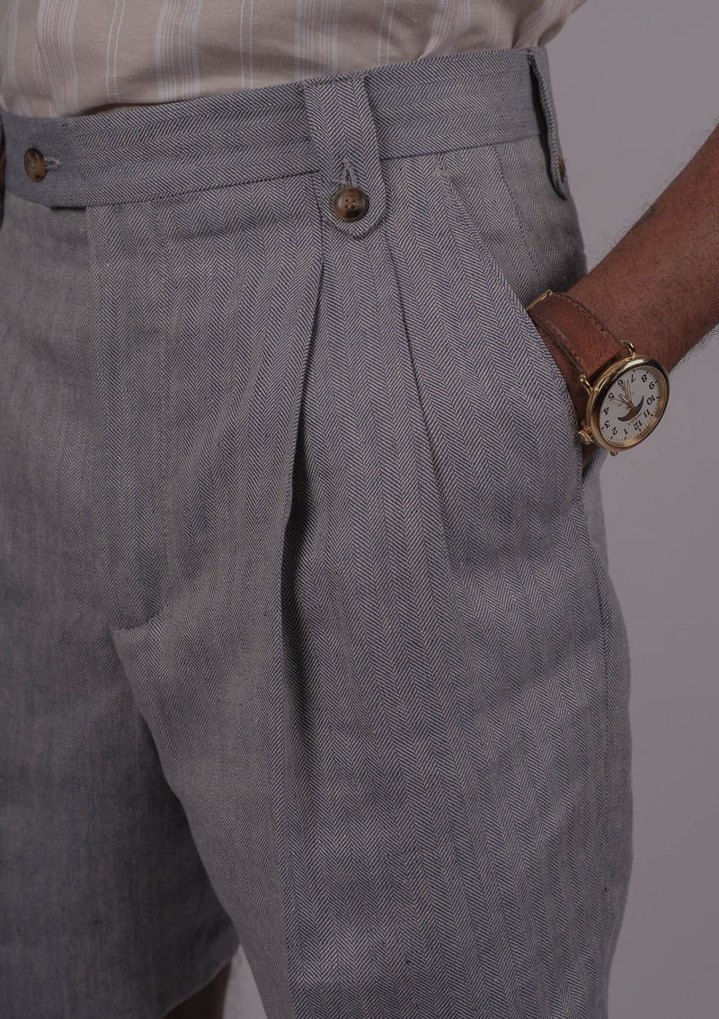 Gene Shorts - Light Blue Herringbone
